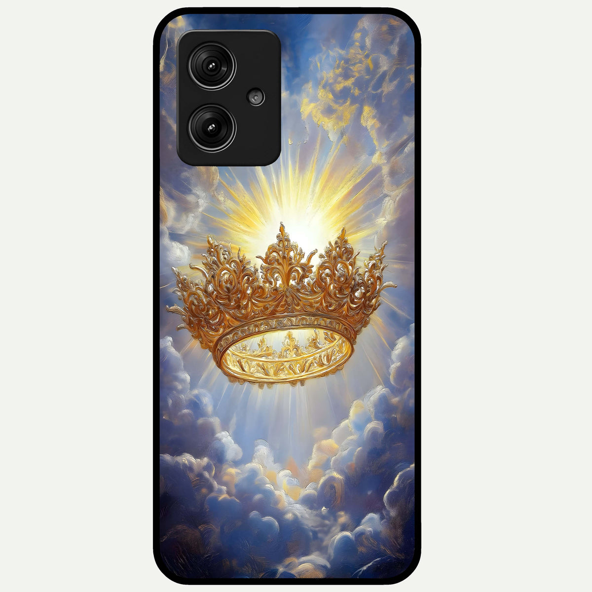  Heavenly Crown Light Glass Case For Moto G54 back cover – full design glossy printed glass finish