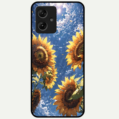  Heavenly Sunflower Rise Glass Case For Moto G54 back cover – full design glossy printed glass finish