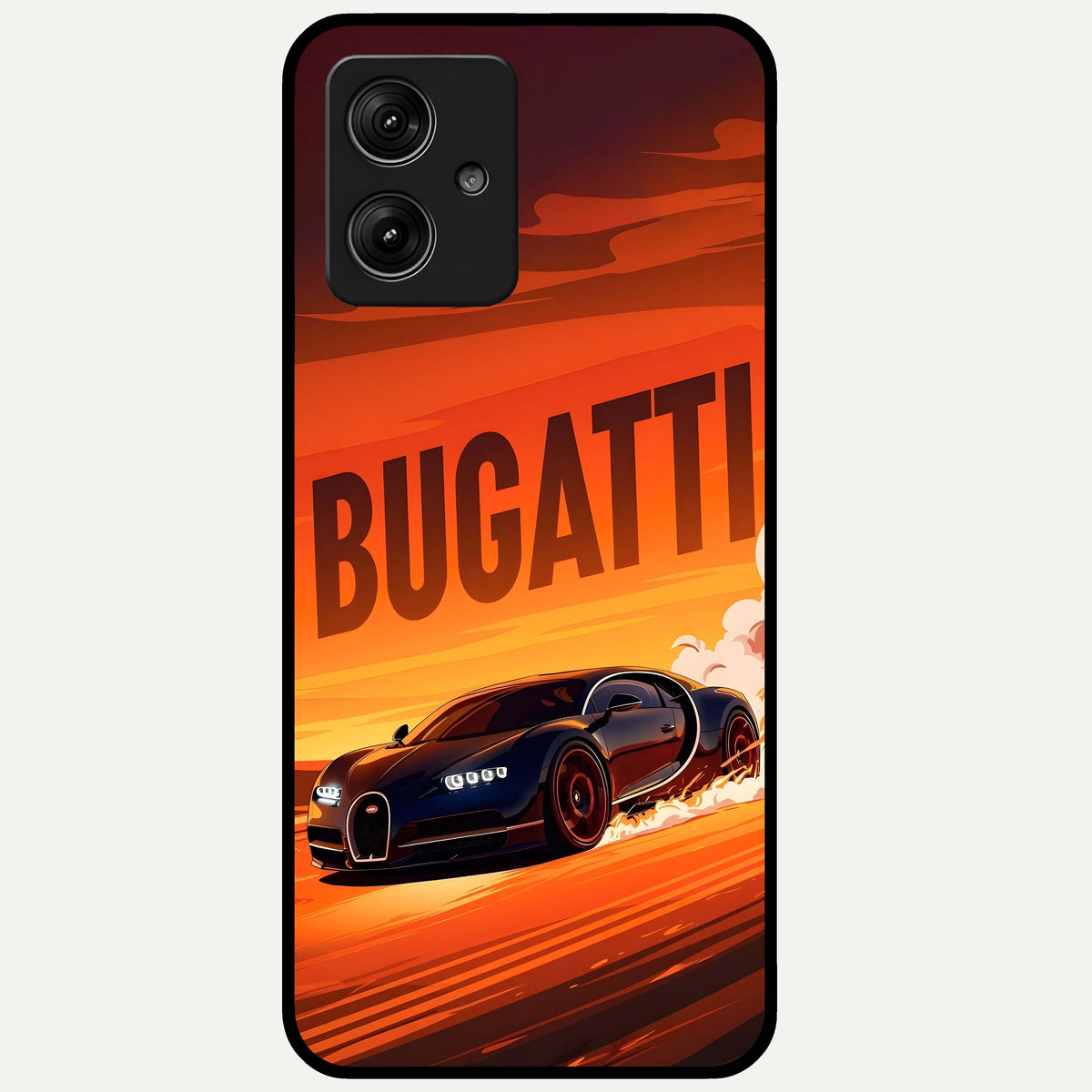  Inferno Bugatti Storm Glass Case For Moto G54 back cover – full design glossy printed glass finish