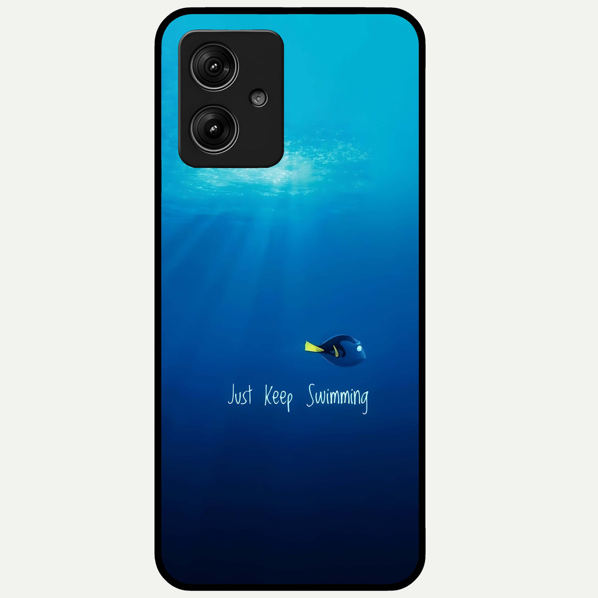  Just Keep Swimming Glass Case For Moto G54 back cover – full design glossy printed glass finish