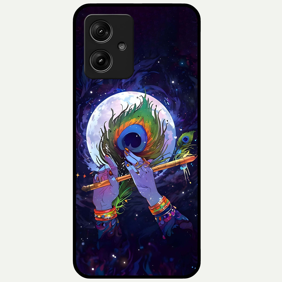  Krishna Hands Art Glass Case For Moto G54 back cover – full design glossy printed glass finish