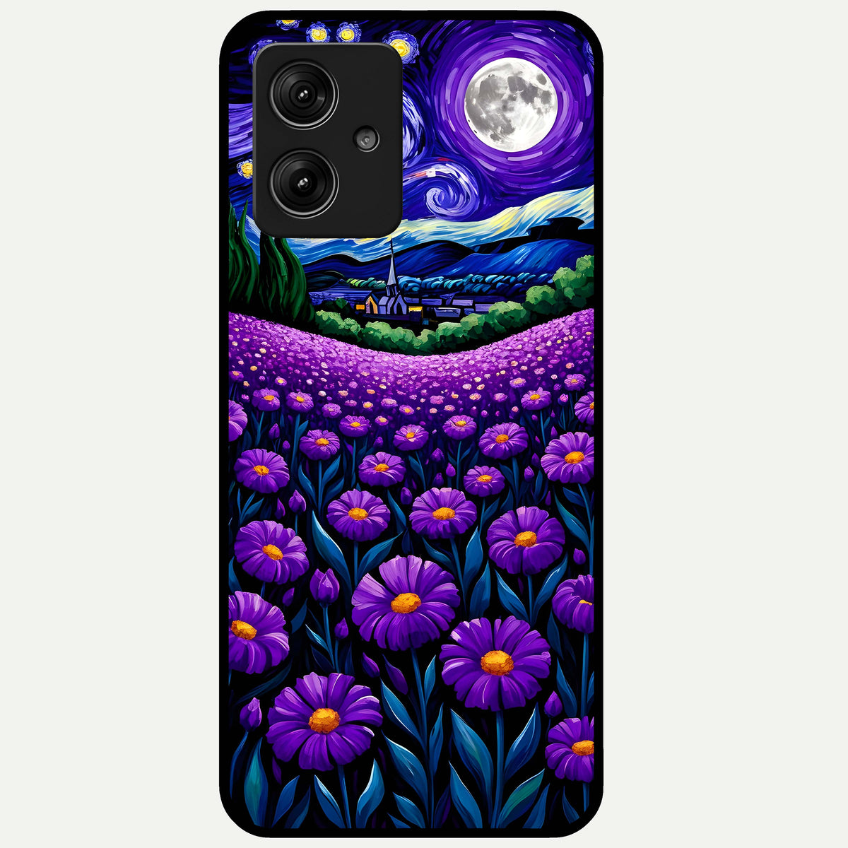  Lavender Moon Field Glass Case For Moto G54 back cover – full design glossy printed glass finish