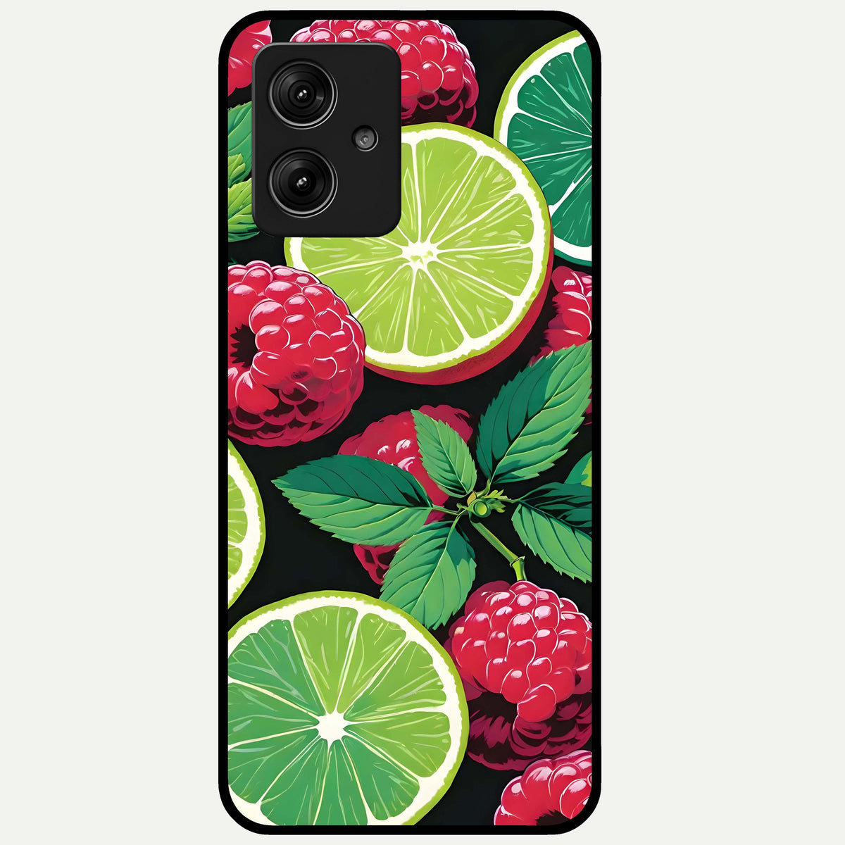  Lime and Raspberry Pattern Glass Case For Moto G54 back cover – full design glossy printed glass finish