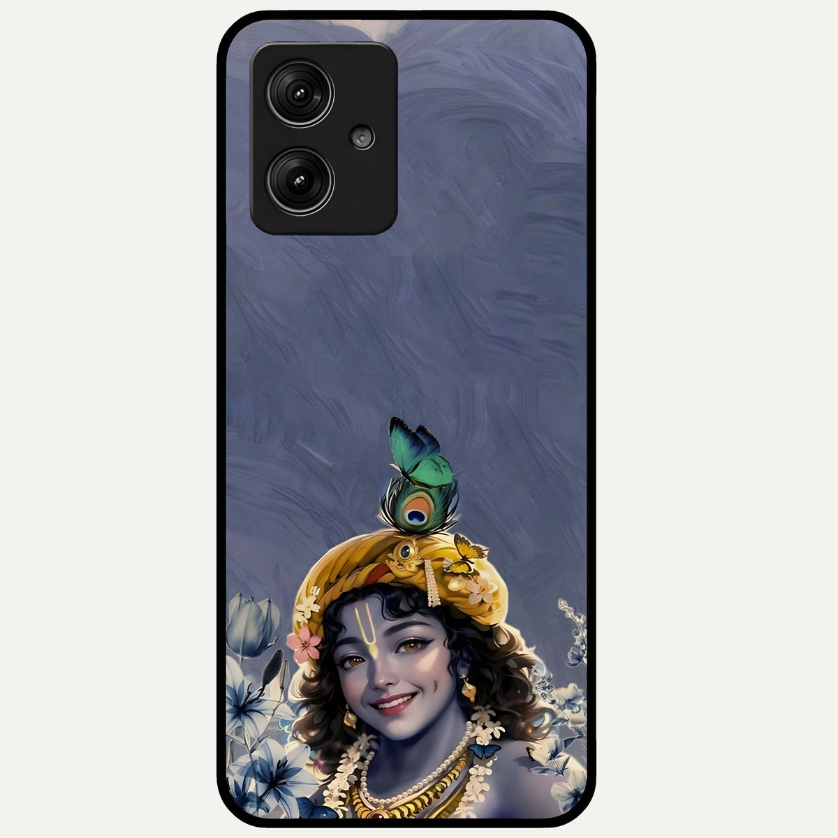 Lord Krishna Glass Case For Moto G54 back cover – full design glossy printed glass finish