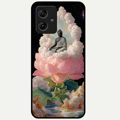  Lotus Divine Peace Glass Case For Moto G54 back cover – full design glossy printed glass finish