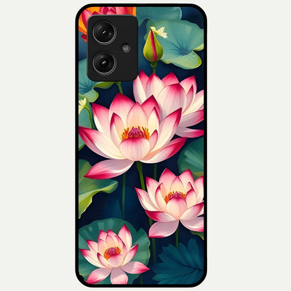  Lotus Dream Serenity Glass Case For Moto G54 back cover – full design glossy printed glass finish