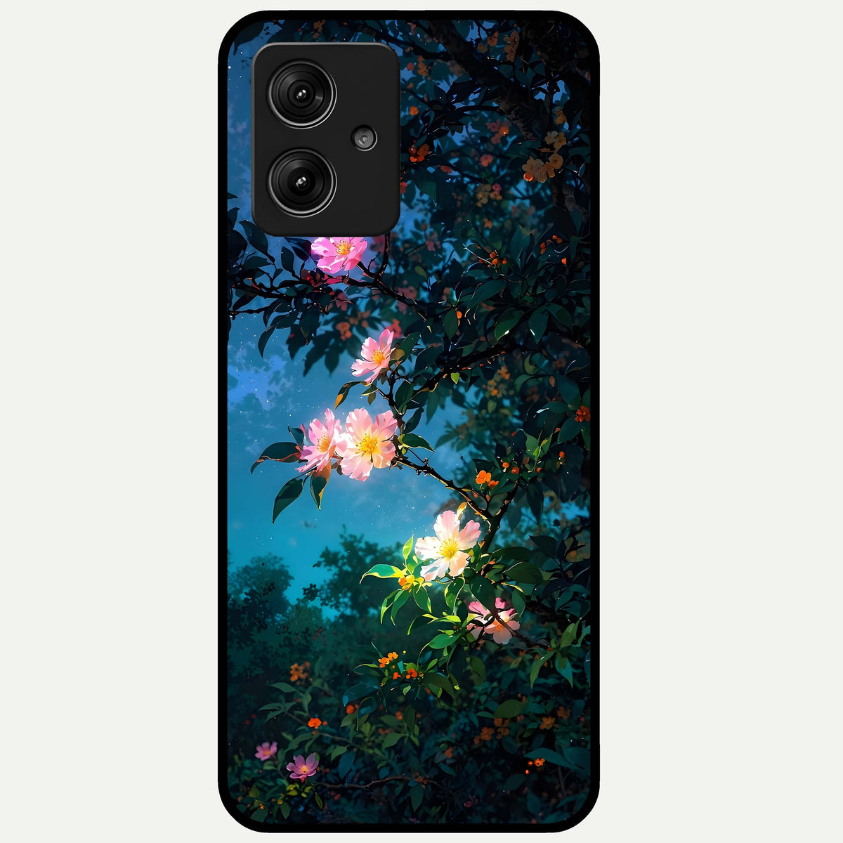  Midnight Bloom Glow Glass Case For Moto G54 back cover – full design glossy printed glass finish