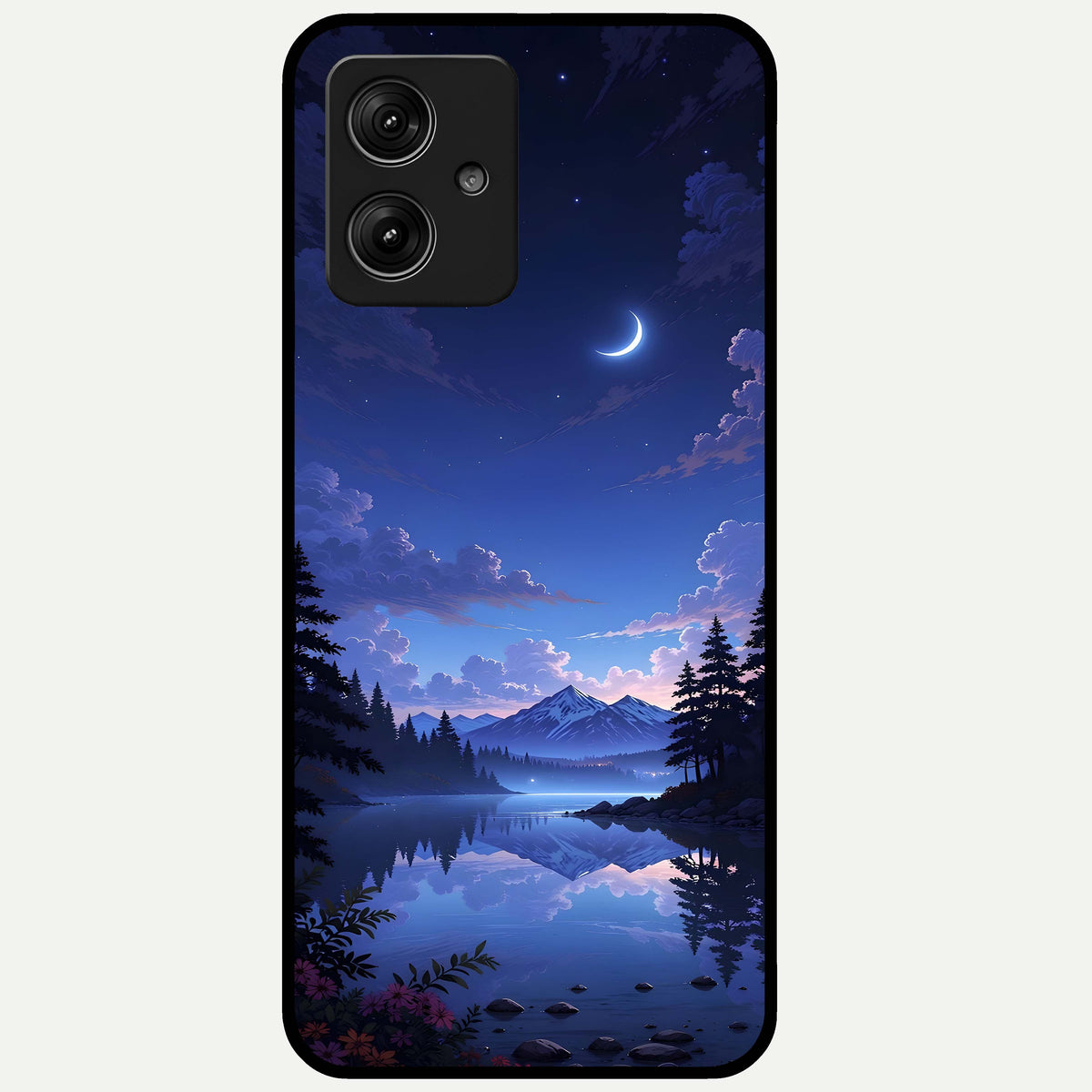  Midnight Lake Peace Glass Case For Moto G54 back cover – full design glossy printed glass finish