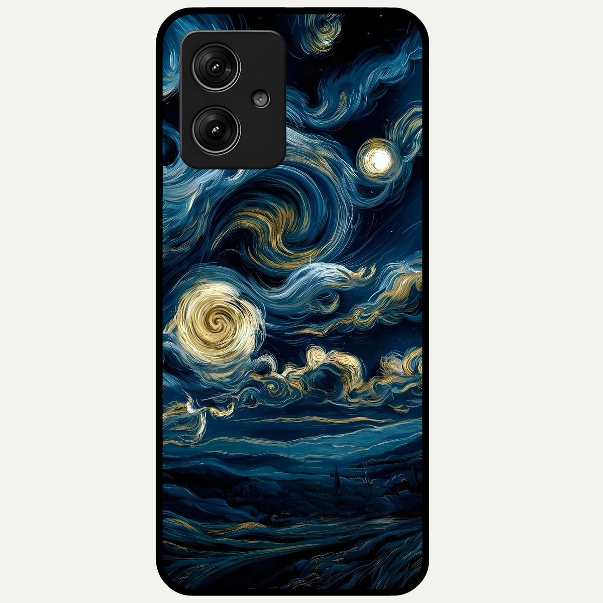  Midnight Sky Whirl Glass Case For Moto G54 back cover – full design glossy printed glass finish