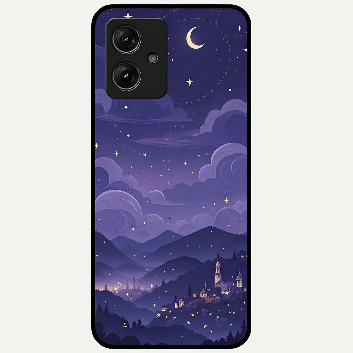 Minimal Night View Glass Case For Moto G54 back cover – full design glossy printed glass finish