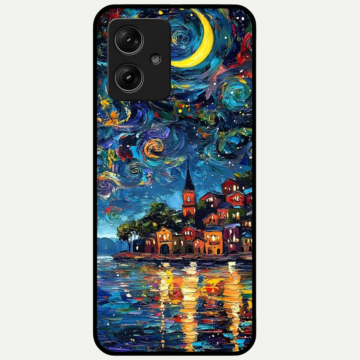  Moonlight Harbor Glow Glass Case For Moto G54 back cover – full design glossy printed glass finish