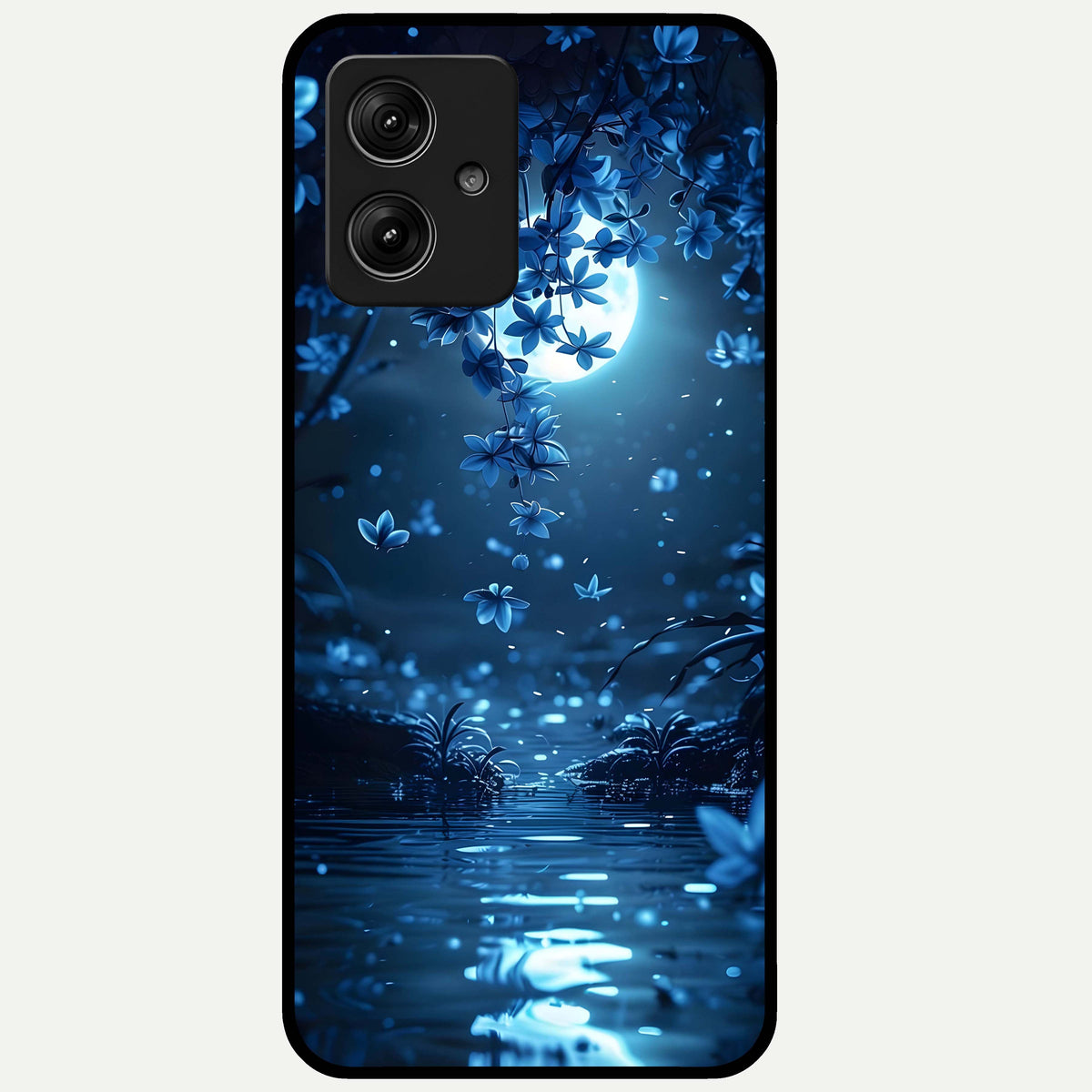  Moonlight Petal Dream Glass Case For Moto G54 back cover – full design glossy printed glass finish