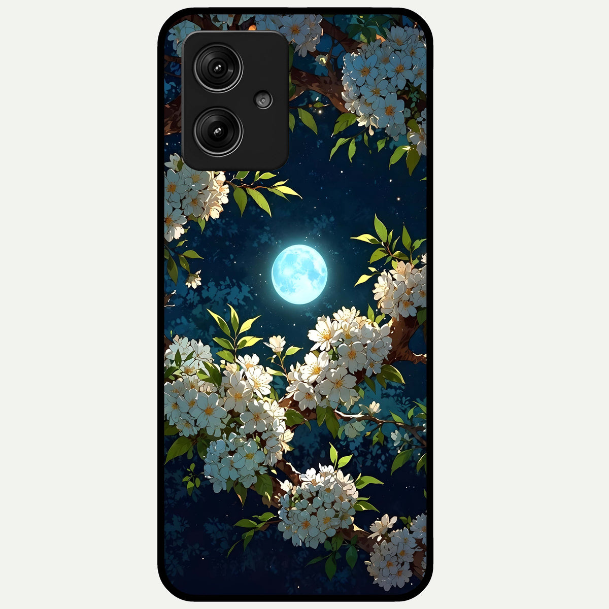  Moonlit Blossom Dream Glass Case For Moto G54 back cover – full design glossy printed glass finish