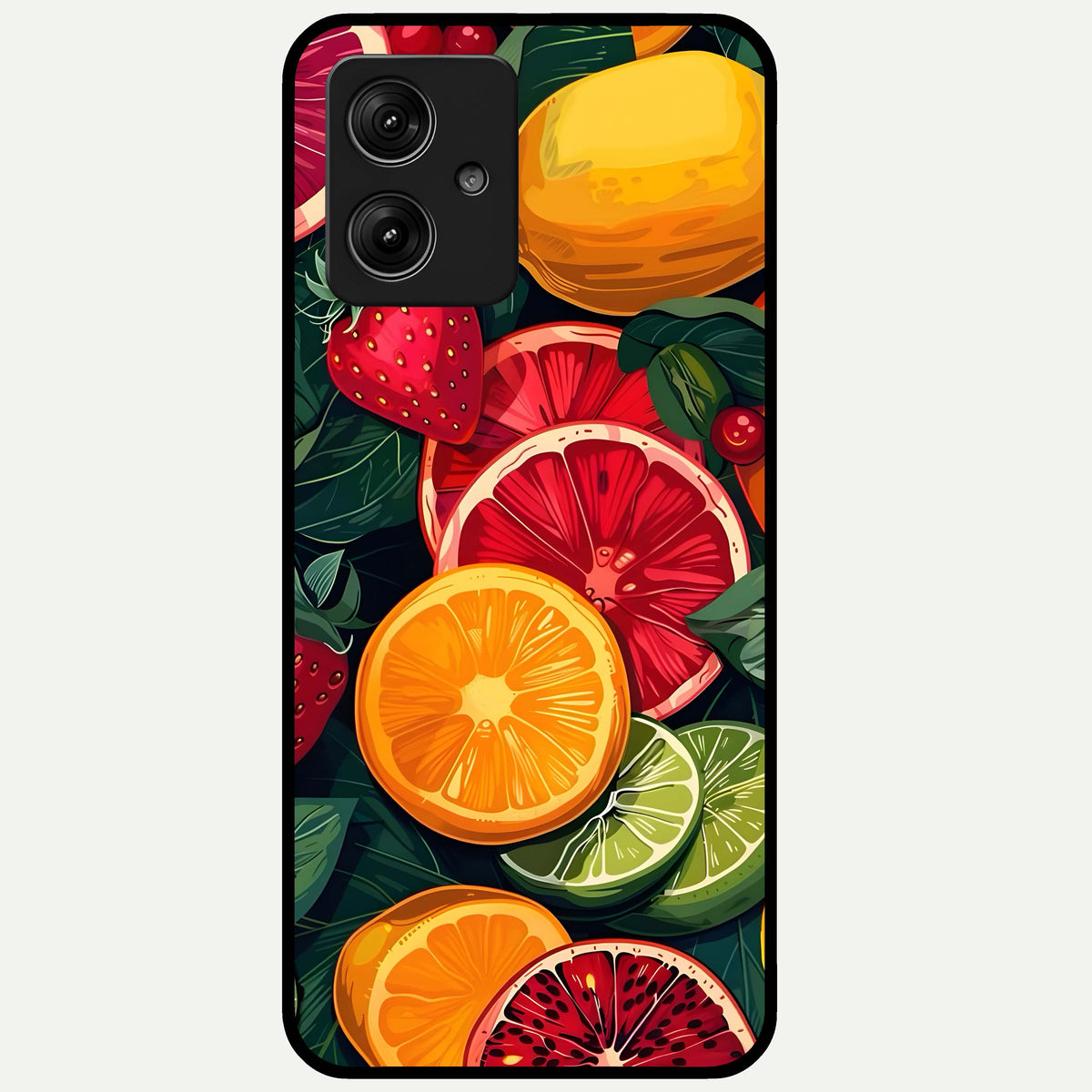  Multiple Fruits Glass Case For Moto G54 back cover – full design glossy printed glass finish