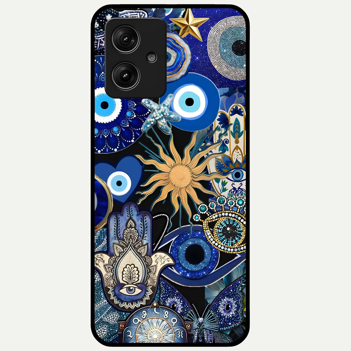  Mystic Blue Evil Eye Glass Case For Moto G54 back cover – full design glossy printed glass finish