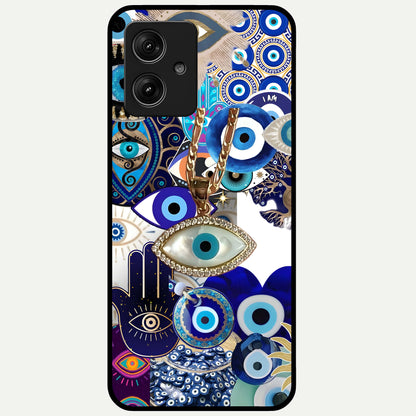  Mystic Charm Eye Glass Case For Moto G54 back cover – full design glossy printed glass finish