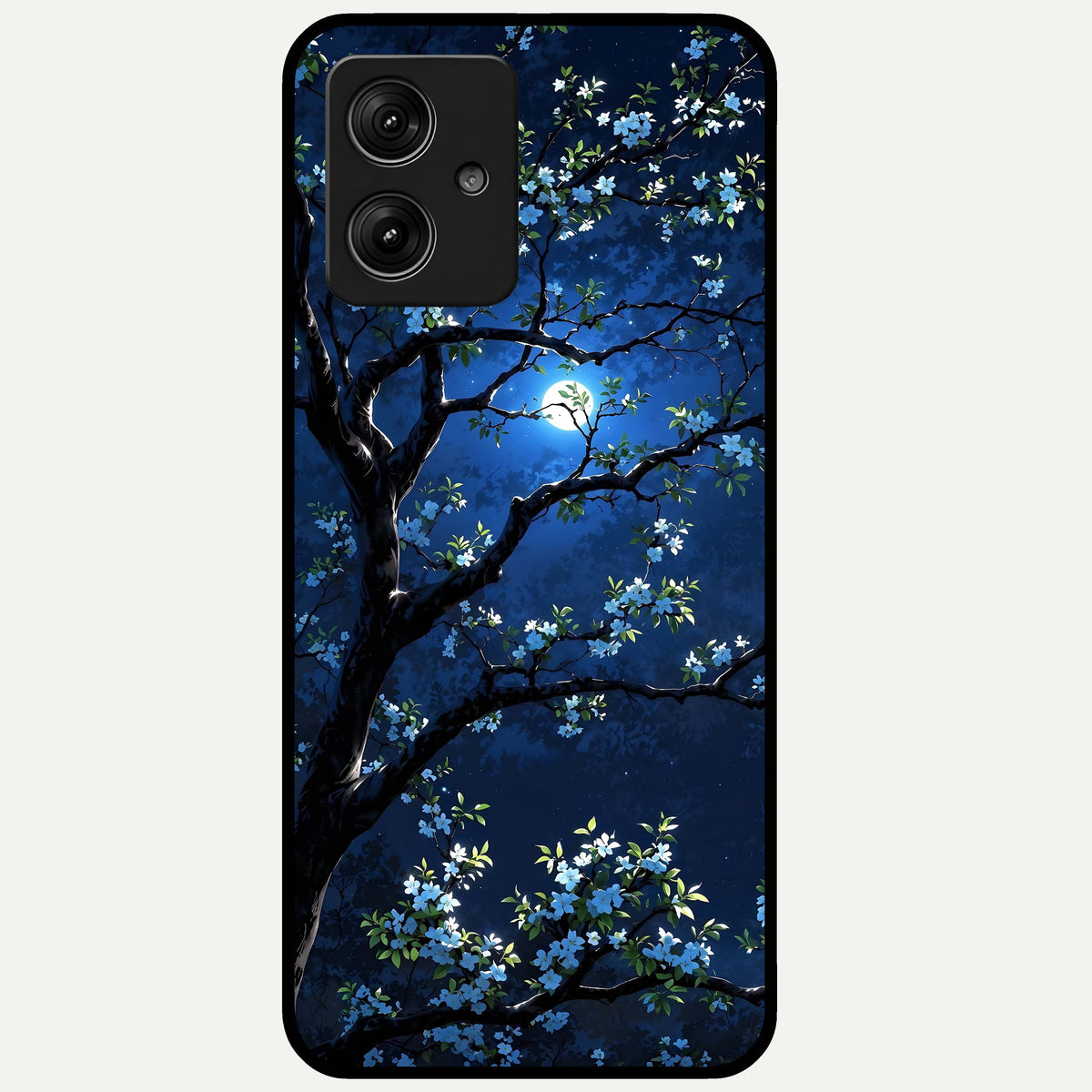  Mystic Floral Night Glass Case For Moto G54 back cover – full design glossy printed glass finish