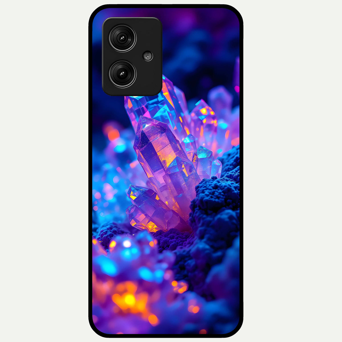  Neon Aura Shards Glass Case For Moto G54 back cover – full design glossy printed glass finish