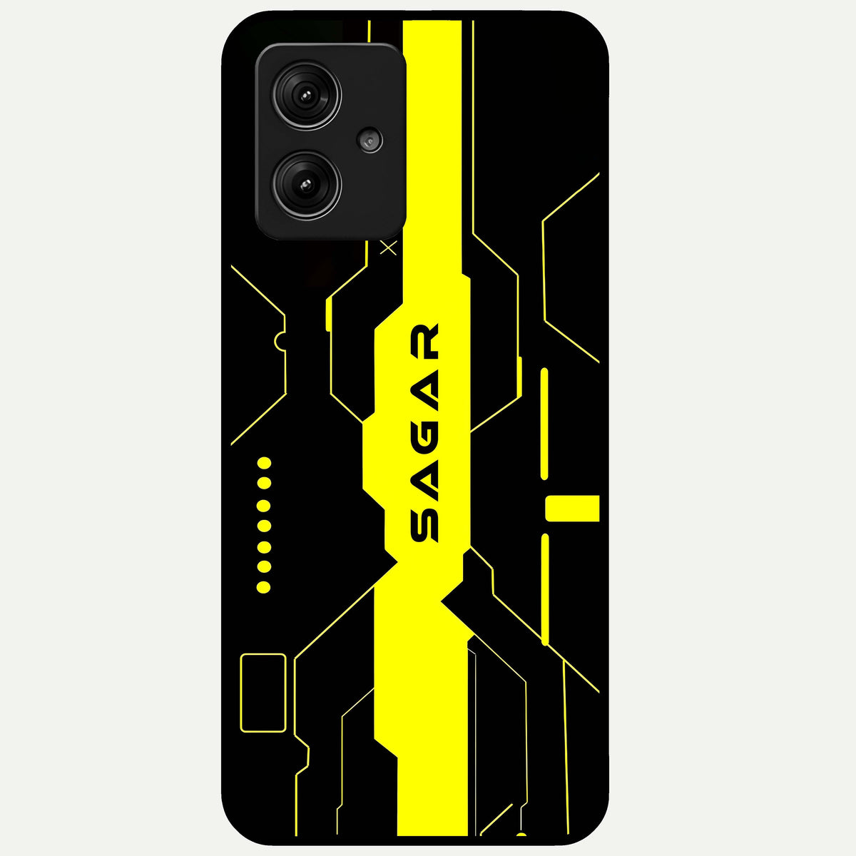  Neon CYBERPUNK Custom Name Glass Case For Moto G54 back cover – full design glossy printed glass finish