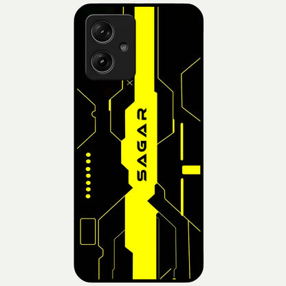  Neon CYBERPUNK Custom Name Glass Case For Moto G54 back cover – full design glossy printed glass finish