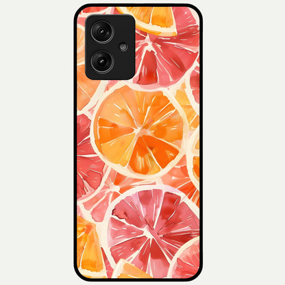  Orange Fruits Pattern Glass Case For Moto G54 back cover – full design glossy printed glass finish
