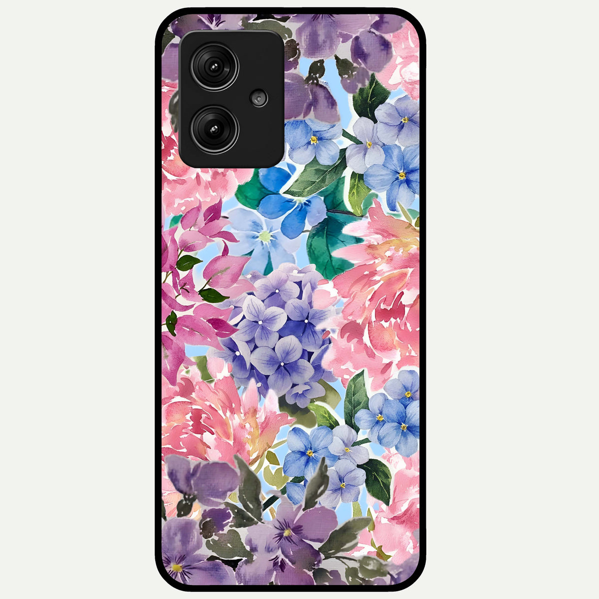  Pastel Floral Mix Glass Case For Moto G54 back cover – full design glossy printed glass finish