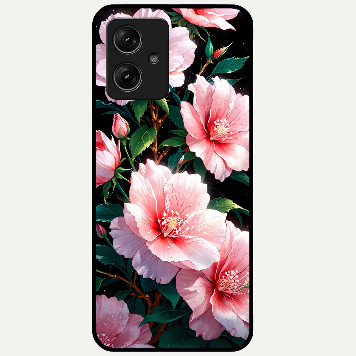  Peach Flower Glass Case For Moto G54 back cover – full design glossy printed glass finish
