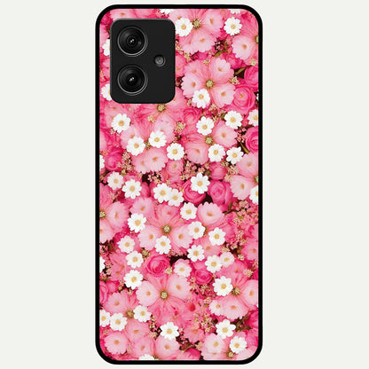  Pink Daisy Bliss Glass Case For Moto G54 back cover – full design glossy printed glass finish