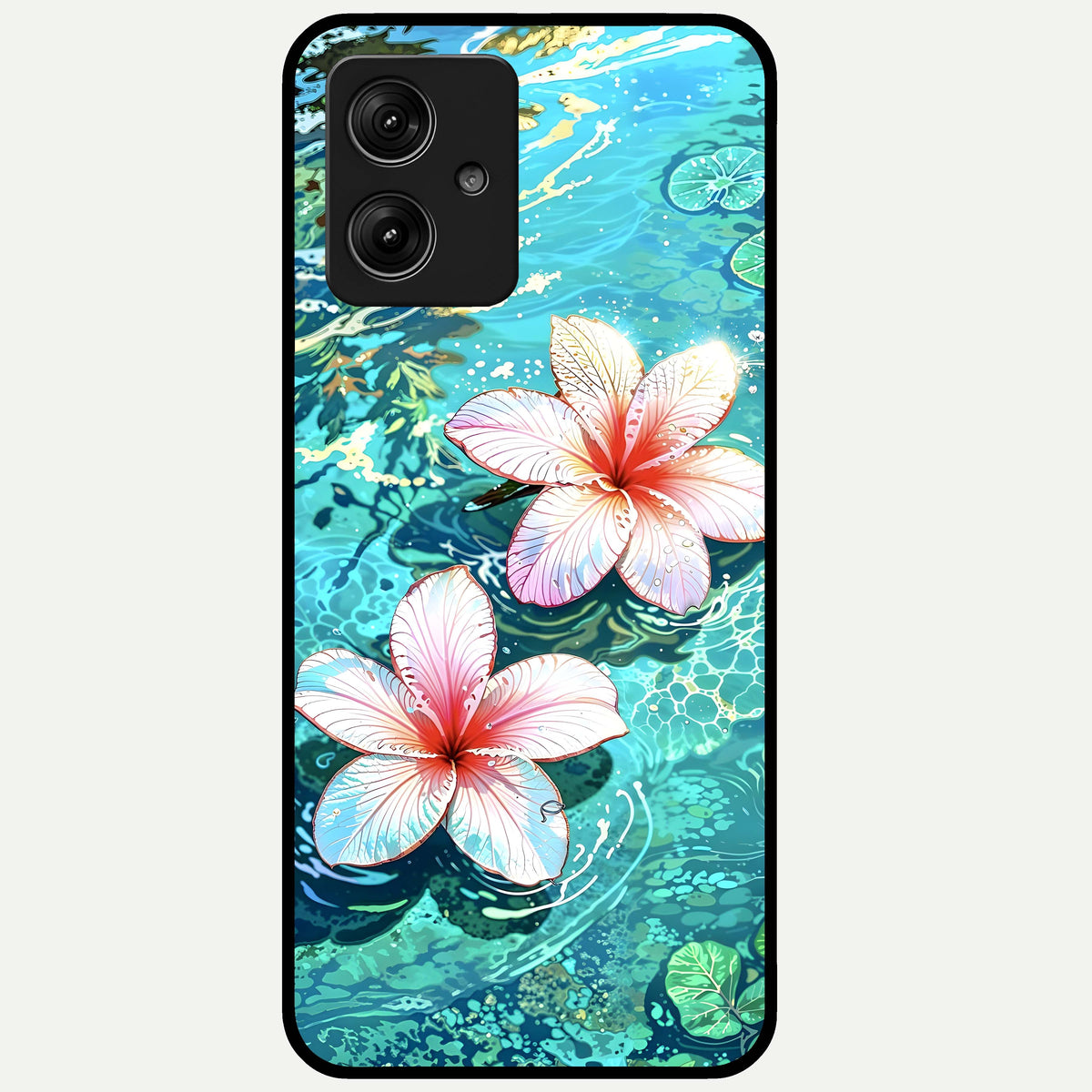  Pink Flowers in Water Glass Case For Moto G54 back cover – full design glossy printed glass finish