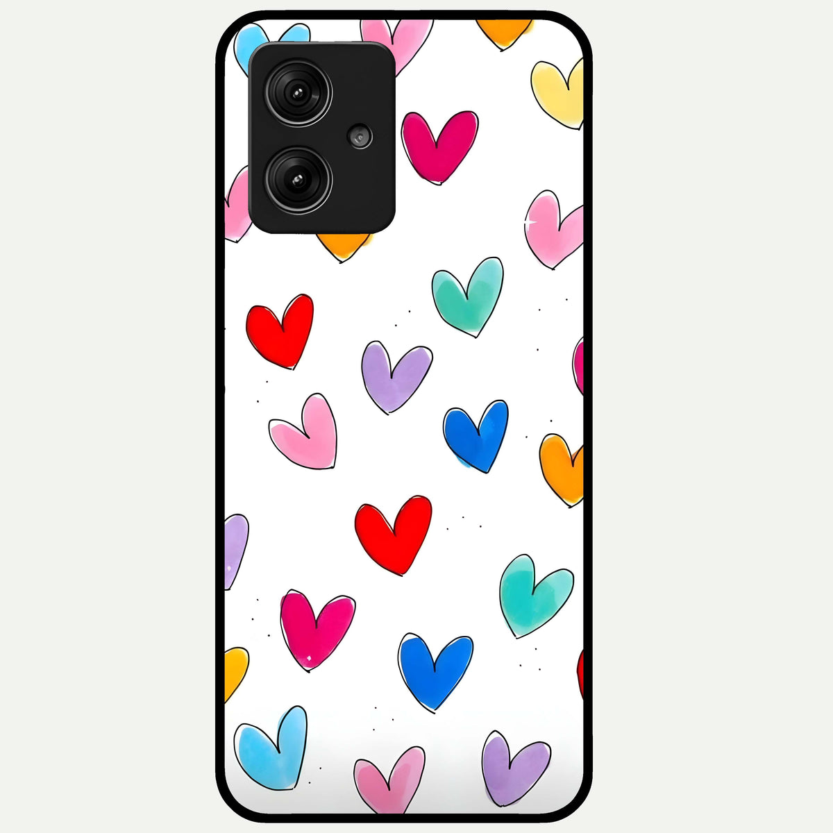  Playful Love Doodles Glass Case For Moto G54 back cover – full design glossy printed glass finish