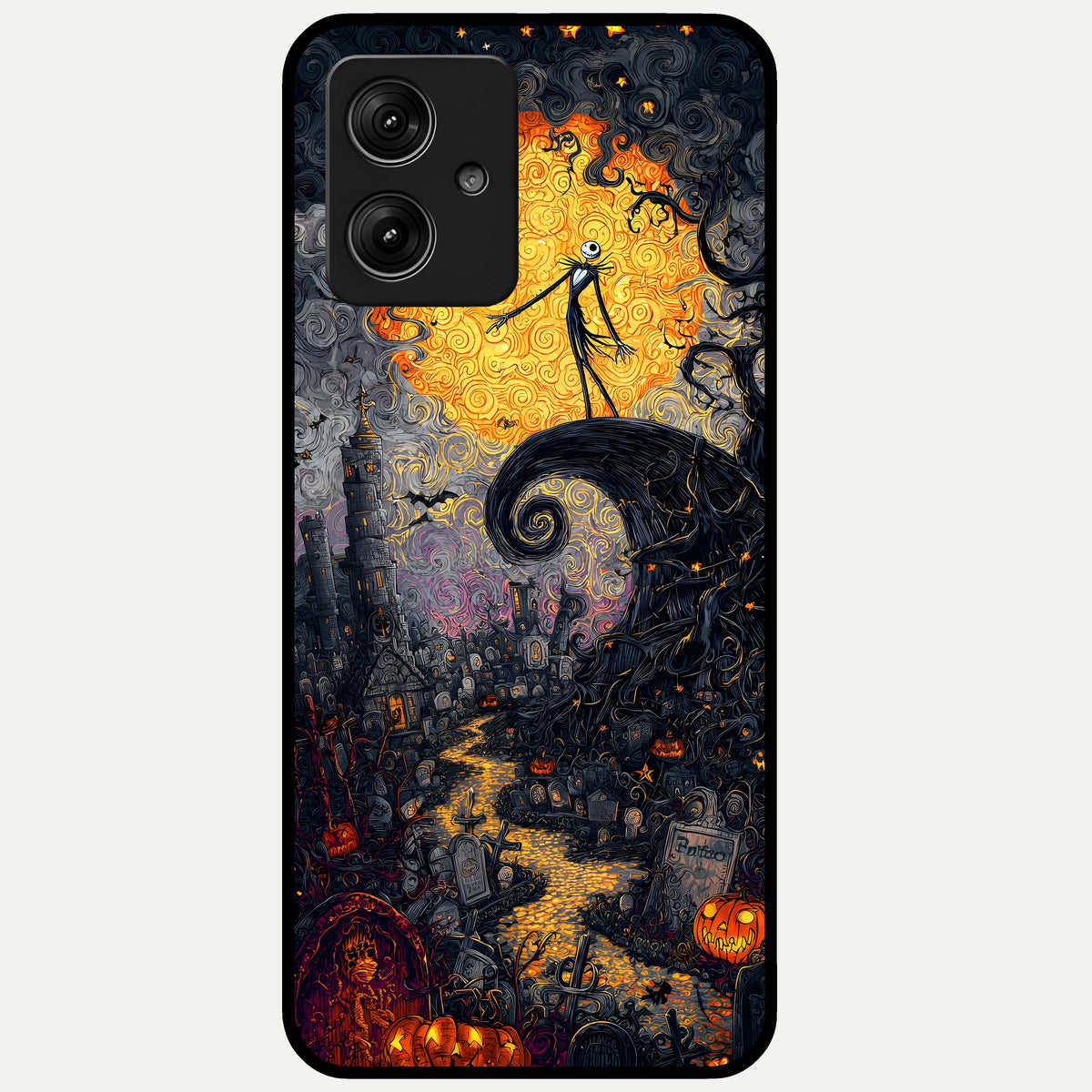  Pumpkin Moonlight Tale Glass Case For Moto G54 back cover – full design glossy printed glass finish