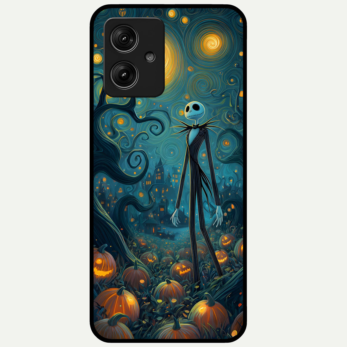  Pumpkin Moon Night Glass Case For Moto G54 back cover – full design glossy printed glass finish