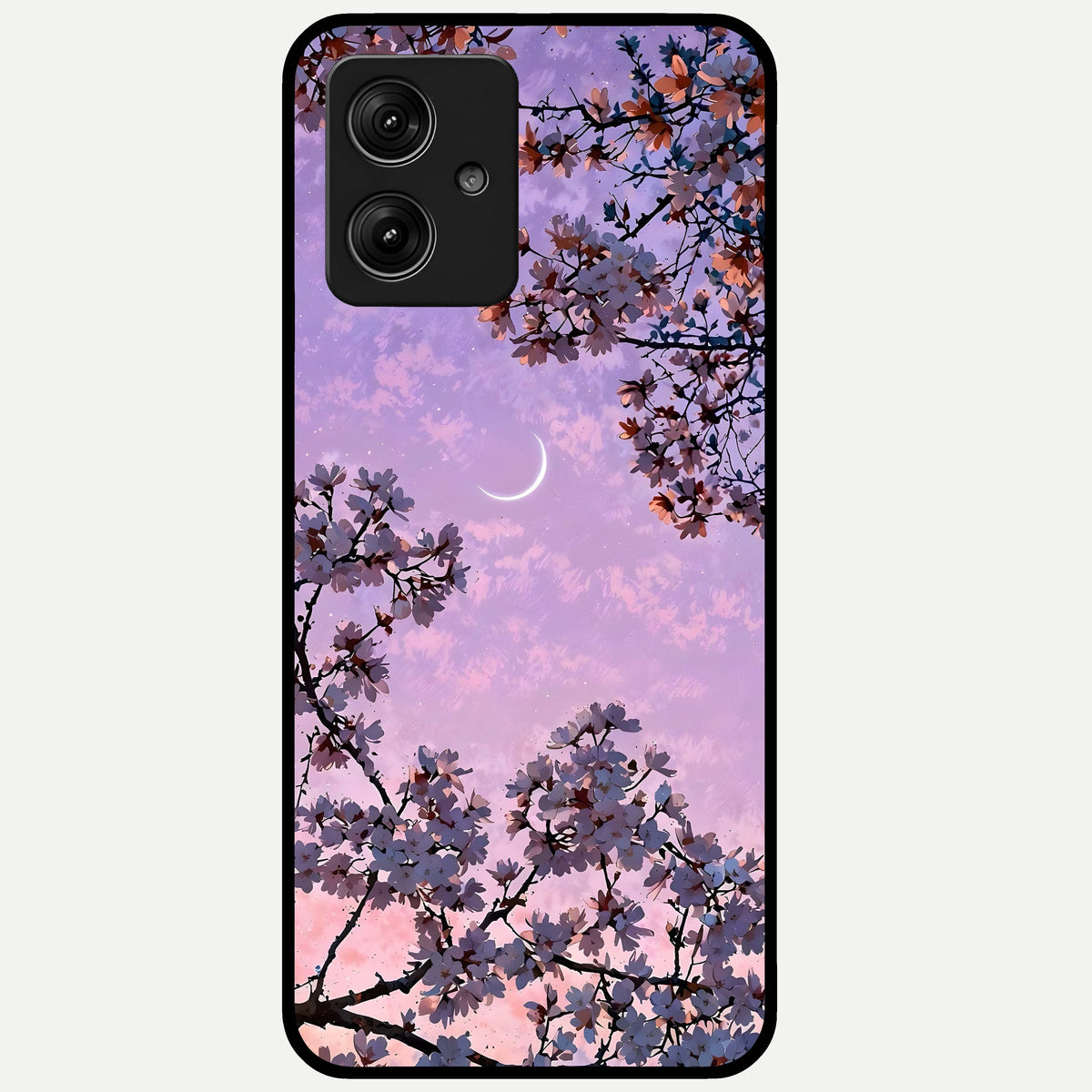  Purple Serenity Moon Glass Case For Moto G54 back cover – full design glossy printed glass finish