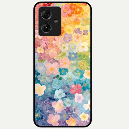  Rainbow Blossom Burst Glass Case For Moto G54 back cover – full design glossy printed glass finish