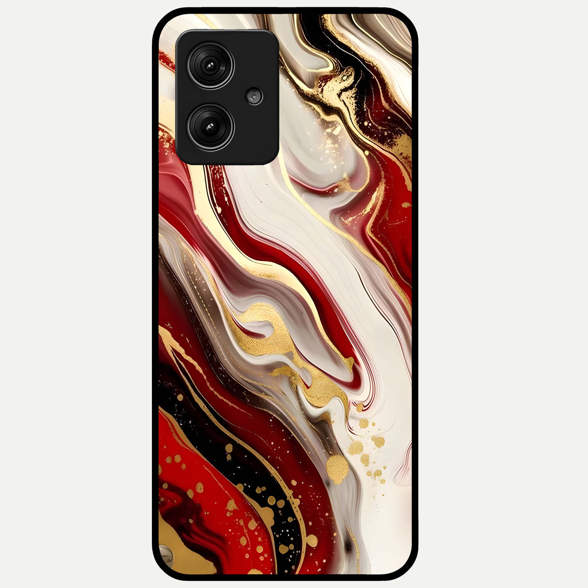  Red And White Marble Glass Case For Moto G54 back cover – full design glossy printed glass finish