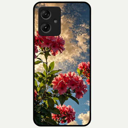  Red Bloom Skies Glass Case For Moto G54 back cover – full design glossy printed glass finish