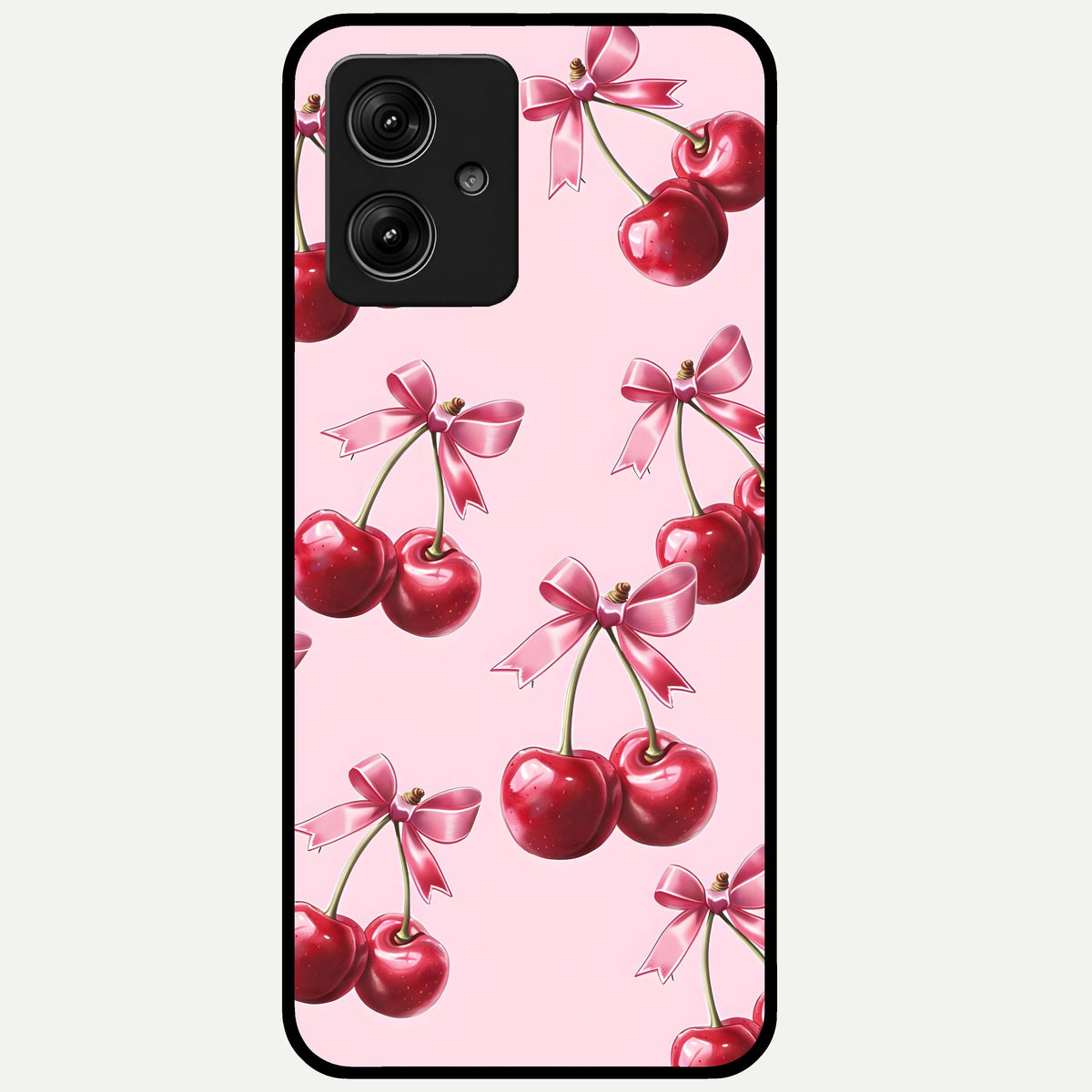  Red Cherries Pattern Glass Case For Moto G54 back cover – full design glossy printed glass finish