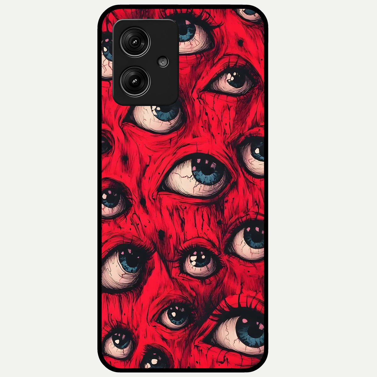  Red Eyes Pattern Glass Case For Moto G54 back cover – full design glossy printed glass finish