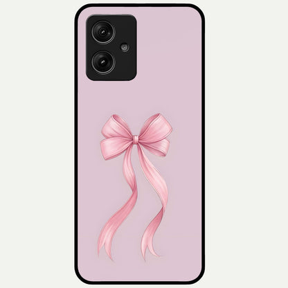  Soft Blush Bow Glass Case For Moto G54 back cover – full design glossy printed glass finish