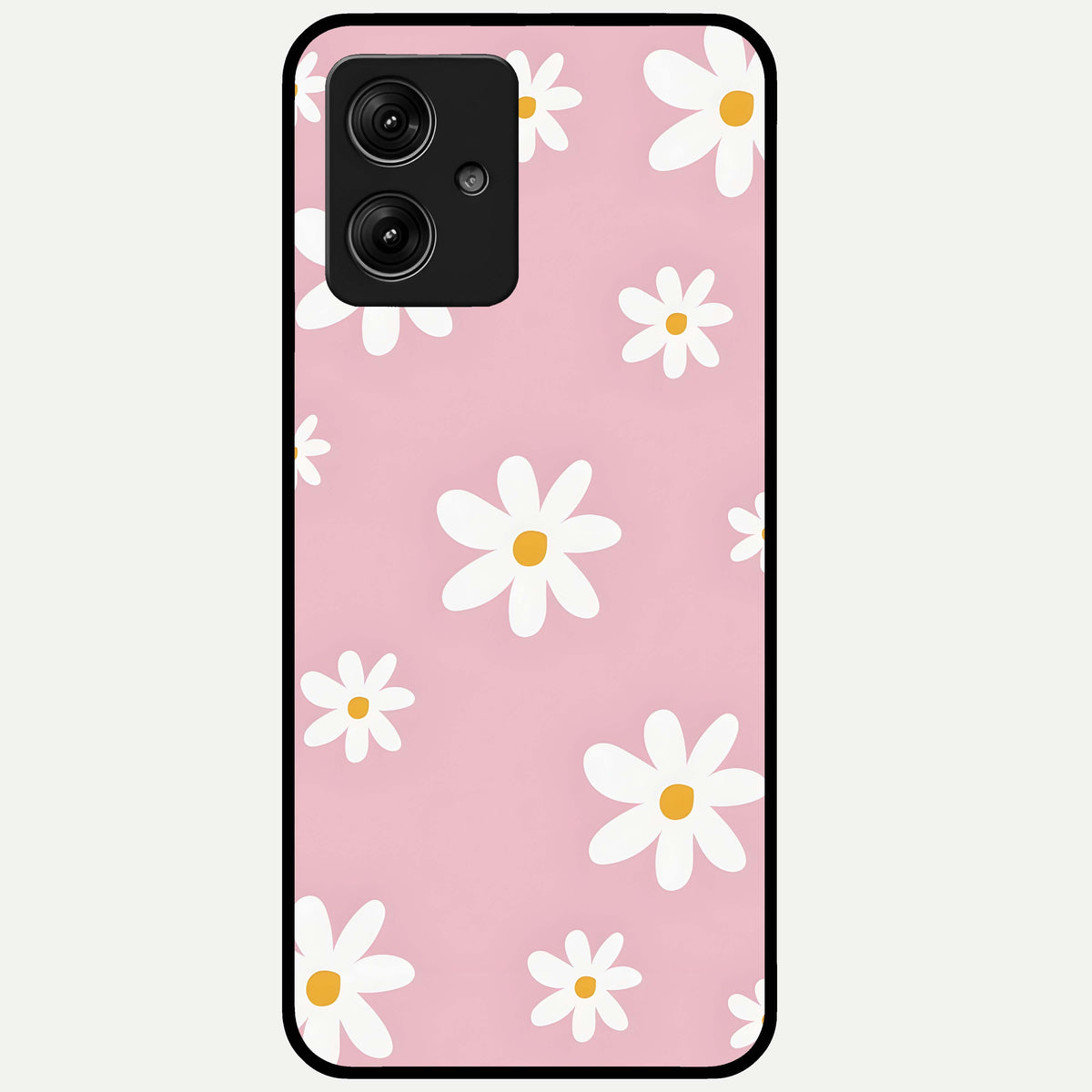  Soft Daisy Bliss Glass Case For Moto G54 back cover – full design glossy printed glass finish