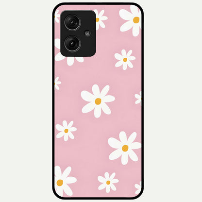  Soft Daisy Bliss Glass Case For Moto G54 back cover – full design glossy printed glass finish