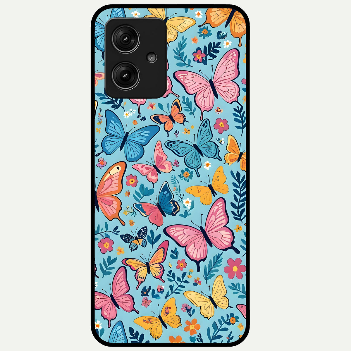  Spring Wing Garden Glass Case For Moto G54 back cover – full design glossy printed glass finish