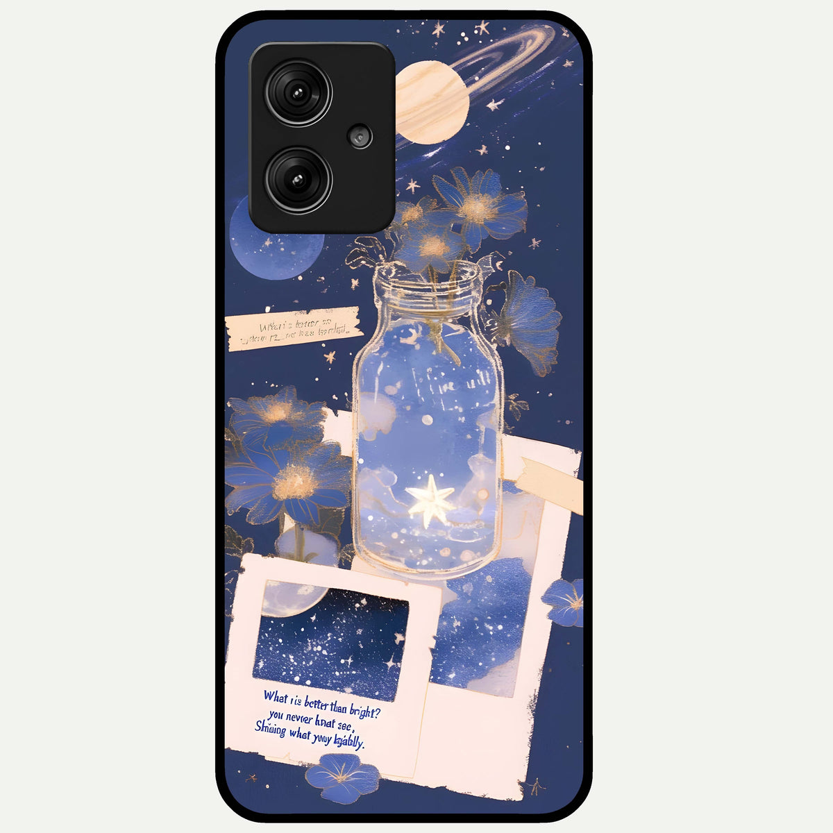  Starlit Cosmic Jar Glass Case For Moto G54 back cover – full design glossy printed glass finish