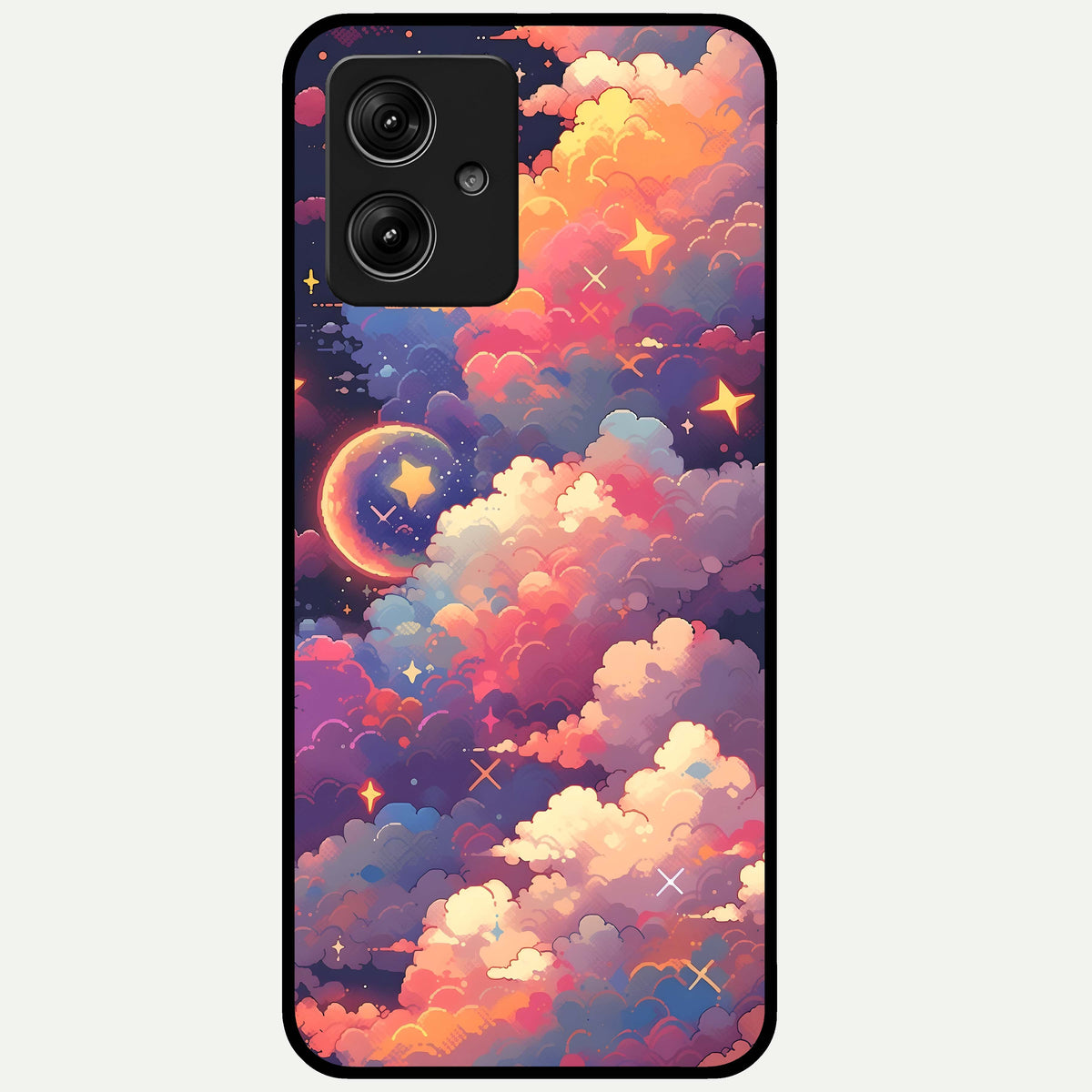  Starlit Dream Clouds Glass Case For Moto G54 back cover – full design glossy printed glass finish