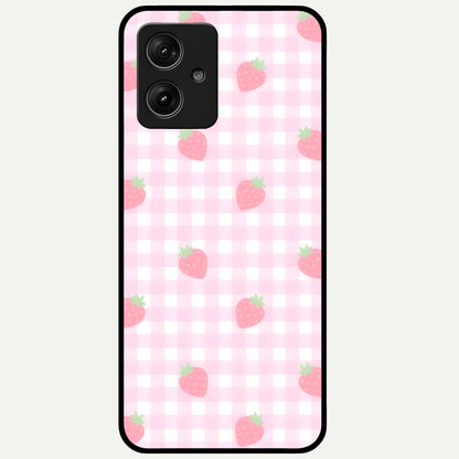  Strawberry Picnic Love Glass Case For Moto G54 back cover – full design glossy printed glass finish