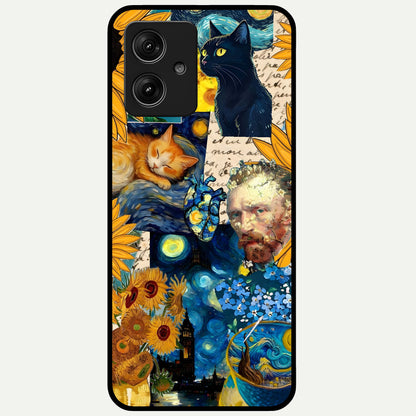  Sunflower Chic Mood Custom Name Glass Case For Moto G54 back cover – full design glossy printed glass finish