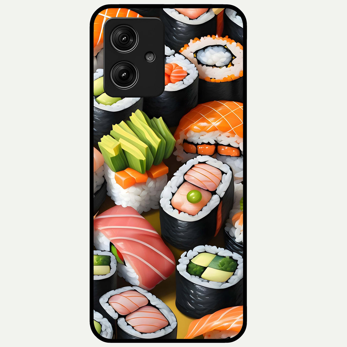  Sushi Food Pattern Glass Case For Moto G54 back cover – full design glossy printed glass finish