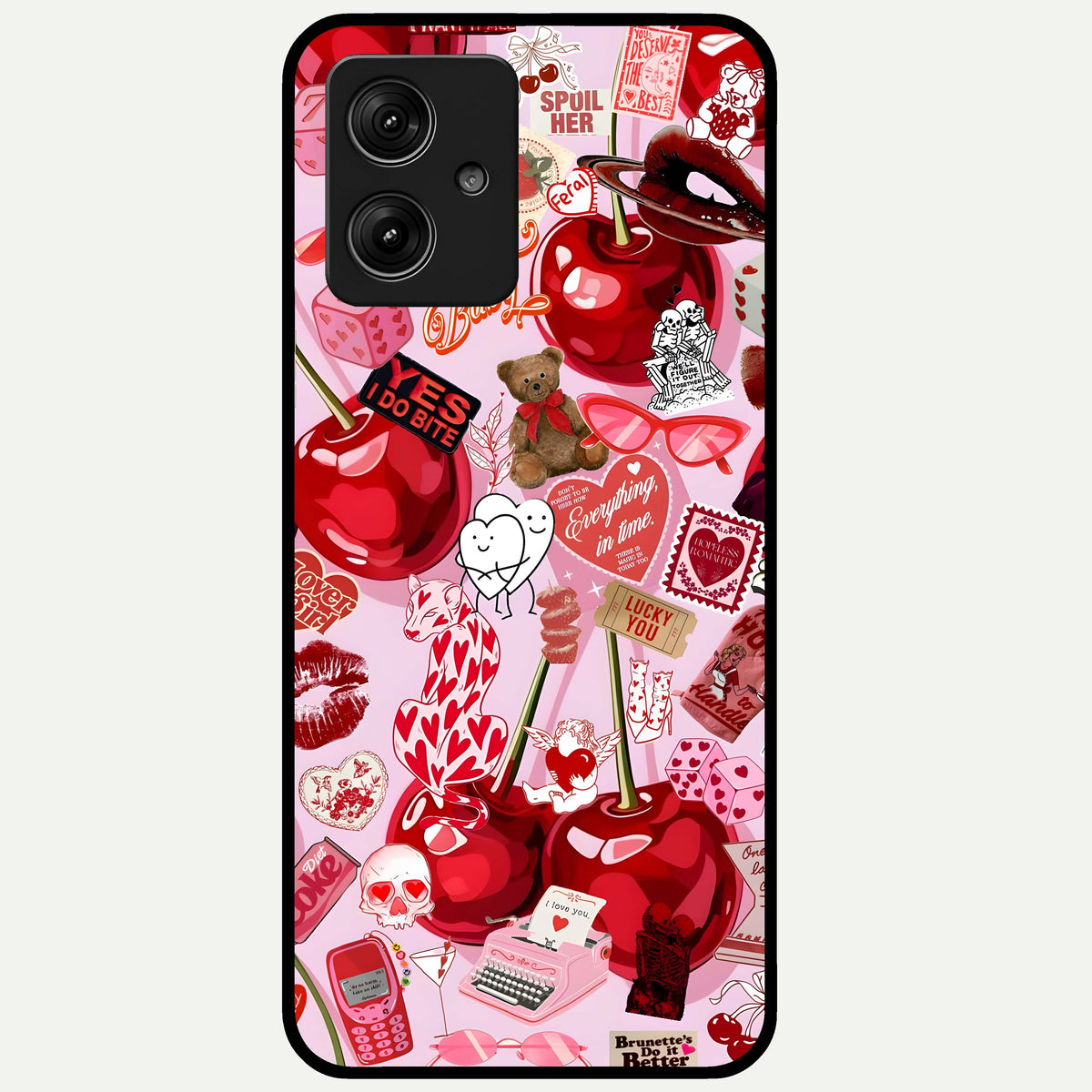 Sweet Cherry Chaos Glass Case For Moto G54 back cover – full design glossy printed glass finish