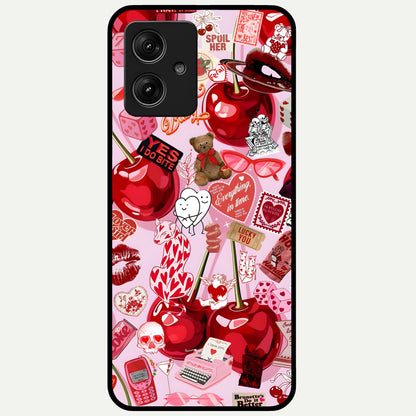  Sweet Cherry Chaos Glass Case For Moto G54 back cover – full design glossy printed glass finish
