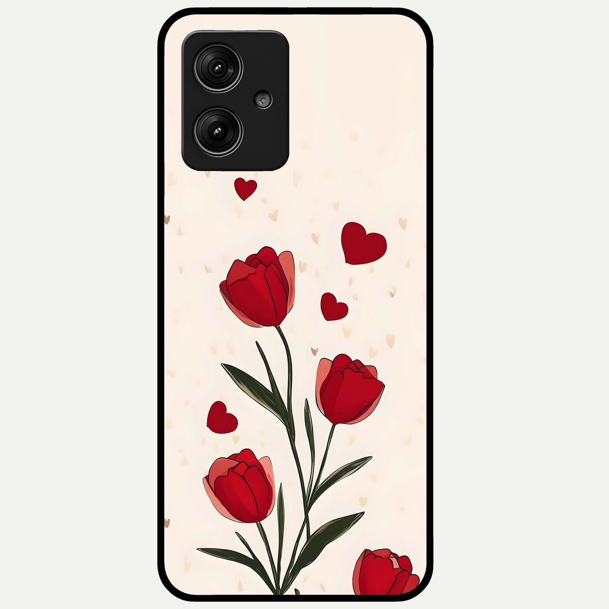  Tulip With Heart Glass Case For Moto G54 back cover – full design glossy printed glass finish